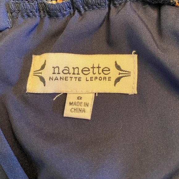 Nanette Lepore Floral Navy Pleated Dress, Size 8 - Picture 3 of 10